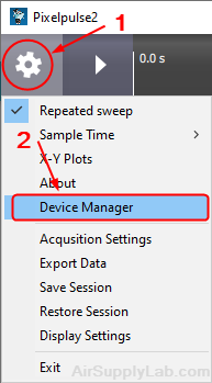 PixelPulse2 Option DeviceManager