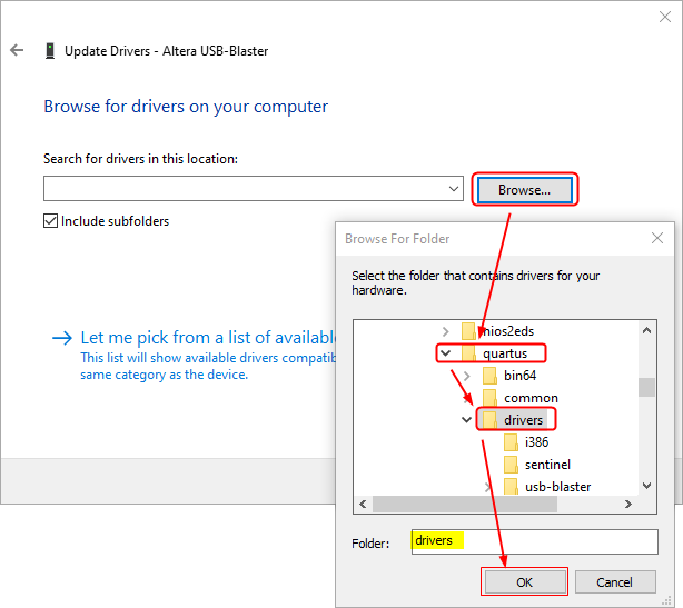 USBBlaster SearchDriverLocation