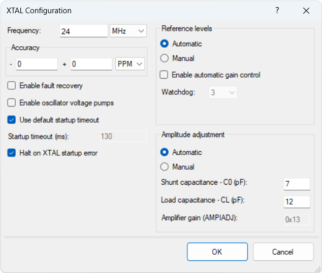 PSoCCreator XTALConfiguration