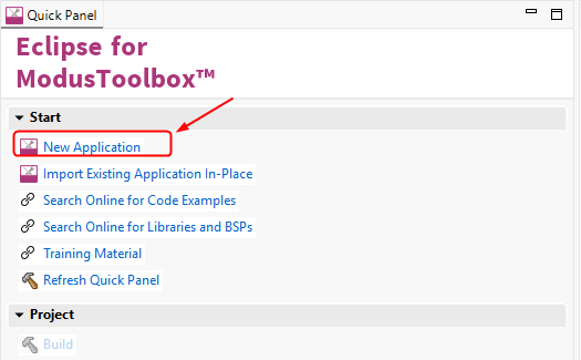 03 ModusToolbox New Application