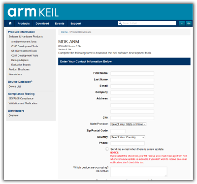 keil product download mdk arm info s