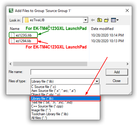 add ezTivaLib
